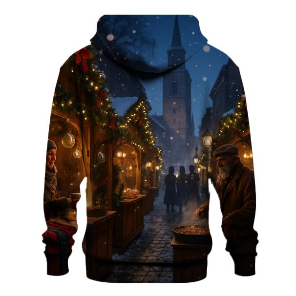 Snowy Village Christmas Market Lane premium hoodies