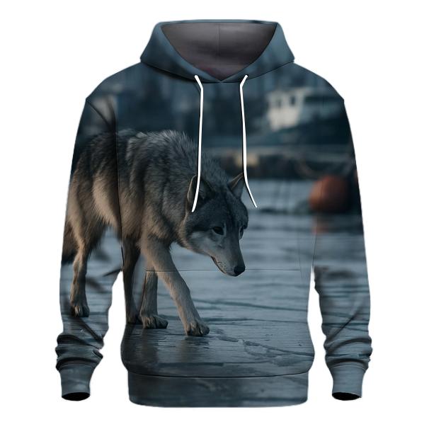 Harbor Ice Floe Coastal Wolf Patrol printed hoodies