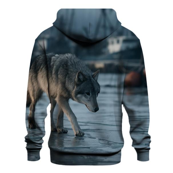 Harbor Ice Floe Coastal Wolf Patrol printed hoodies