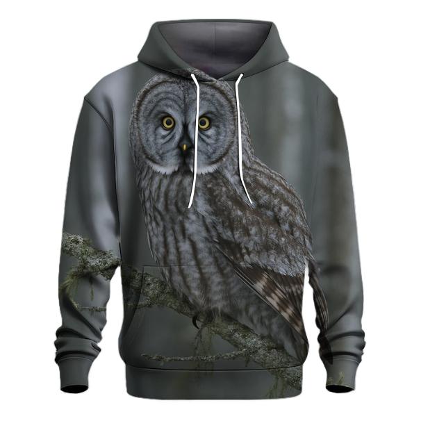 Boreal Silence Great Gray Owl printed hoodies