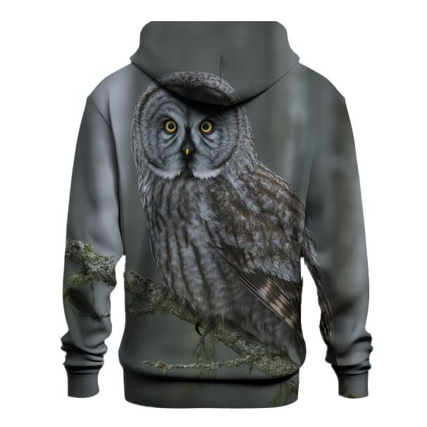 Boreal Silence Great Gray Owl printed hoodies