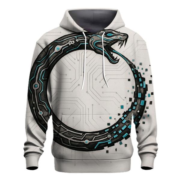 Digital Glitch Ouroboros Circuit hoodies fashion