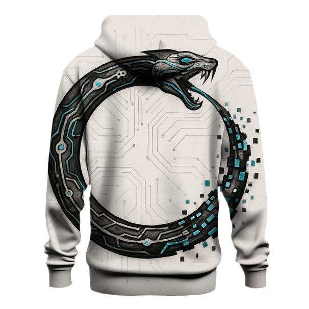 Digital Glitch Ouroboros Circuit hoodies fashion