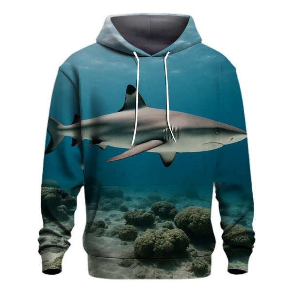 Coral Shelf Patrol Reef Shark embroidered hoodies