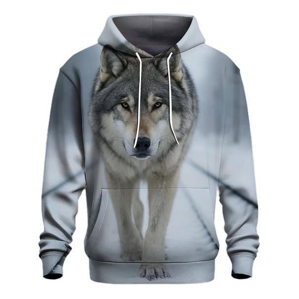 Train Track Snow Wolf Territorial Walk premium hoodies