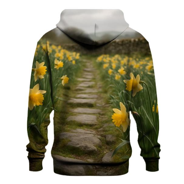 Wild Daffodils Along Ancient Stone Path zip-up hoodies