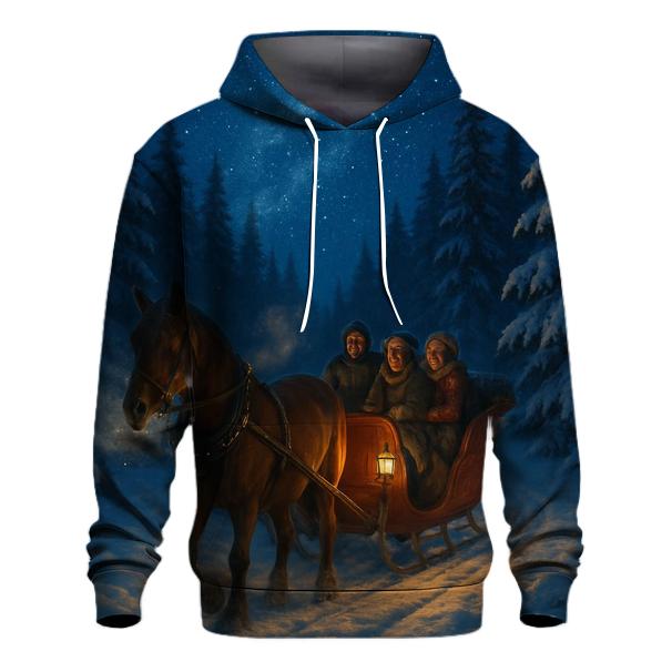 Starlit Sleigh Ride Through Pines premium hoodies