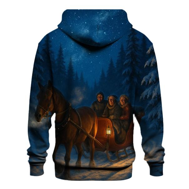 Starlit Sleigh Ride Through Pines premium hoodies