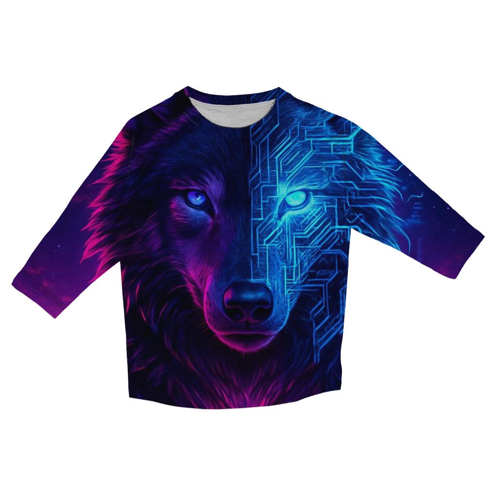 Lunar Circuit Wolf printed three quarter sleeve shirts