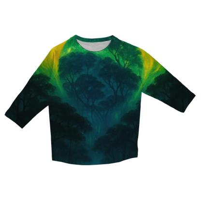 Brazilian Rainforest Flag Aurora casual three quarter sleeve shirts