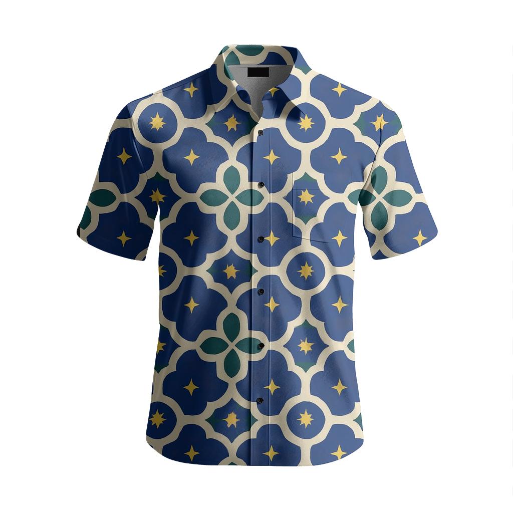 Luminous Quatrefoil Star Lattice Of Fez custom embroidered shirts