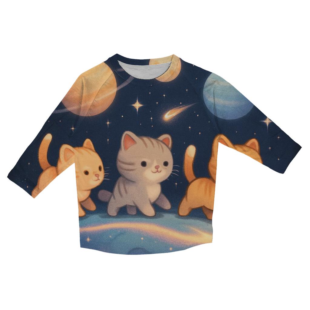 Cosmic Kitten Planet Parade casual three quarter sleeve shirts