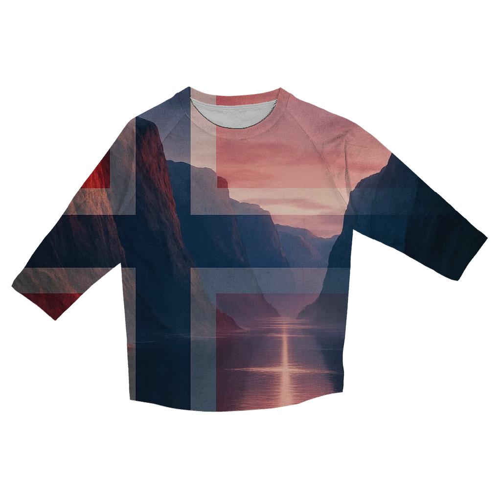 Norwegian Fjord Flag Reflection cotton quarter sleeve shirts