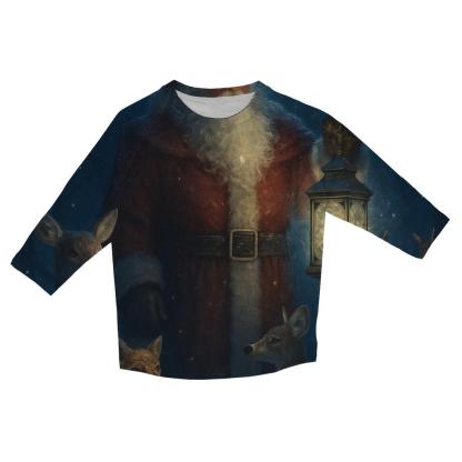 Midnight Forest Guardian Santa casual three quarter sleeve shirts