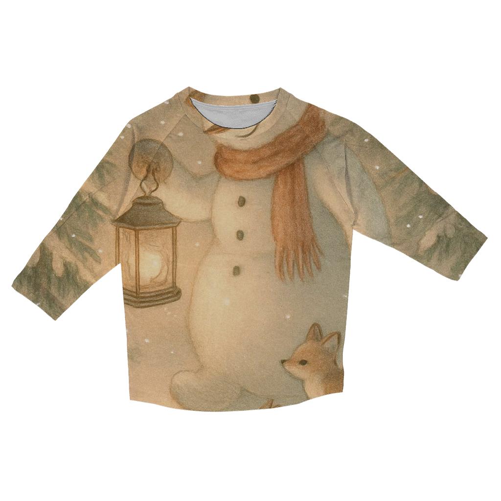 Snowman Lantern Forest Walk trendy 3/4 sleeve tops