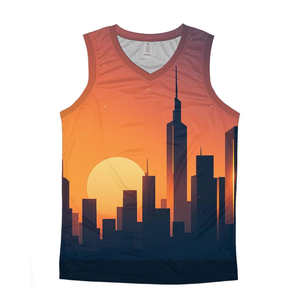 Skyline Echoes Of Gold sports performance tank tops