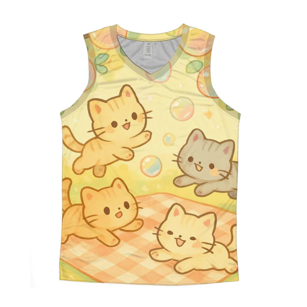 Bubble Orchard Picnic Kittens casual summer tank tops