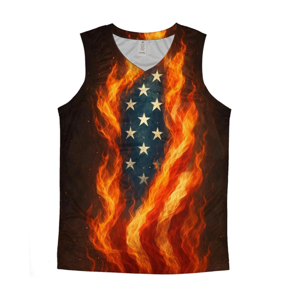 Liberty Flame Woven Flag trendy fitted tank tops
