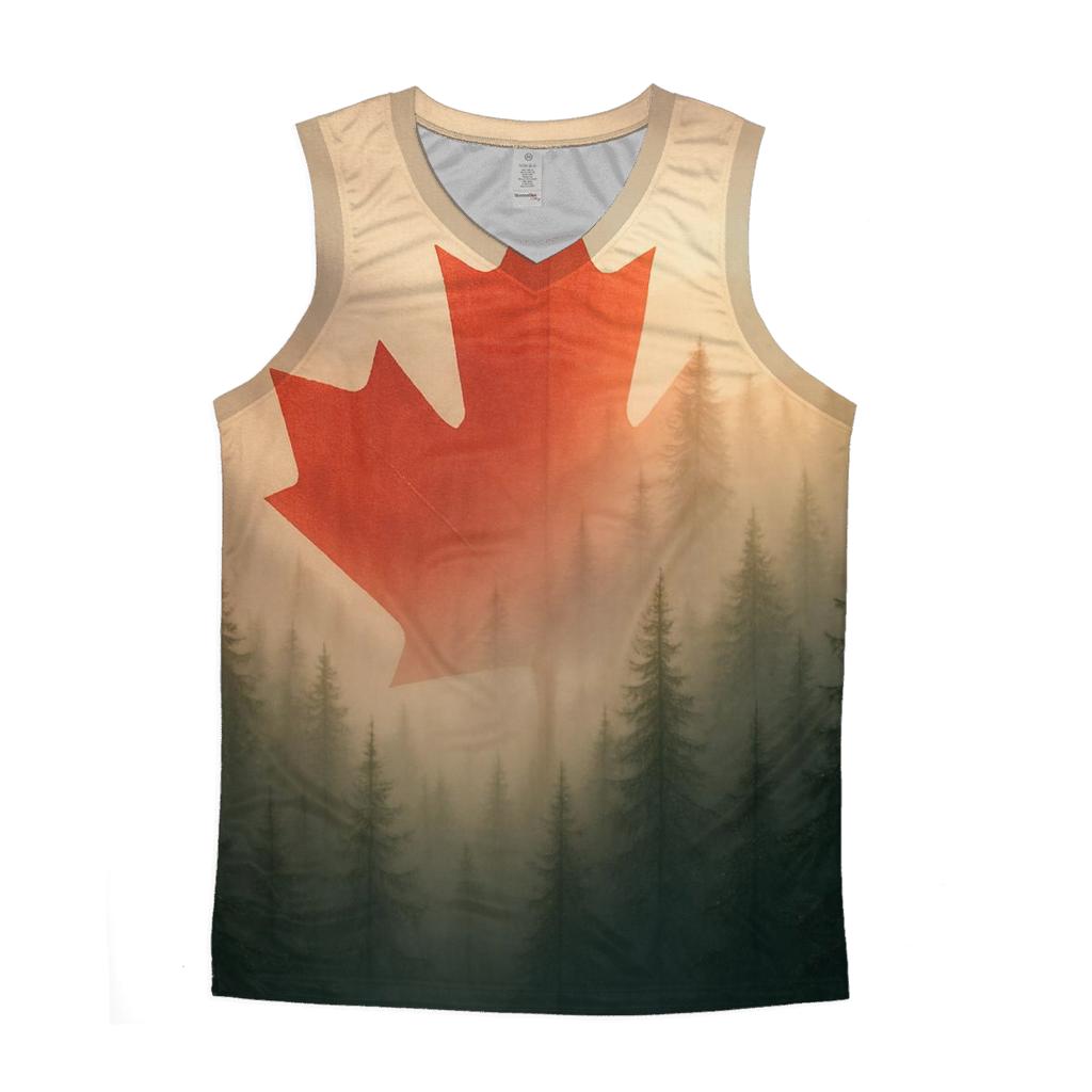 Canadian Forest Flag Mist graphic print tank tops