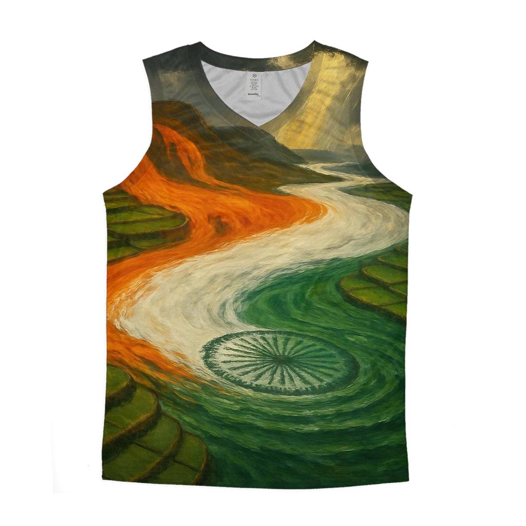 Indian Monsoon Flag River sports performance tank tops