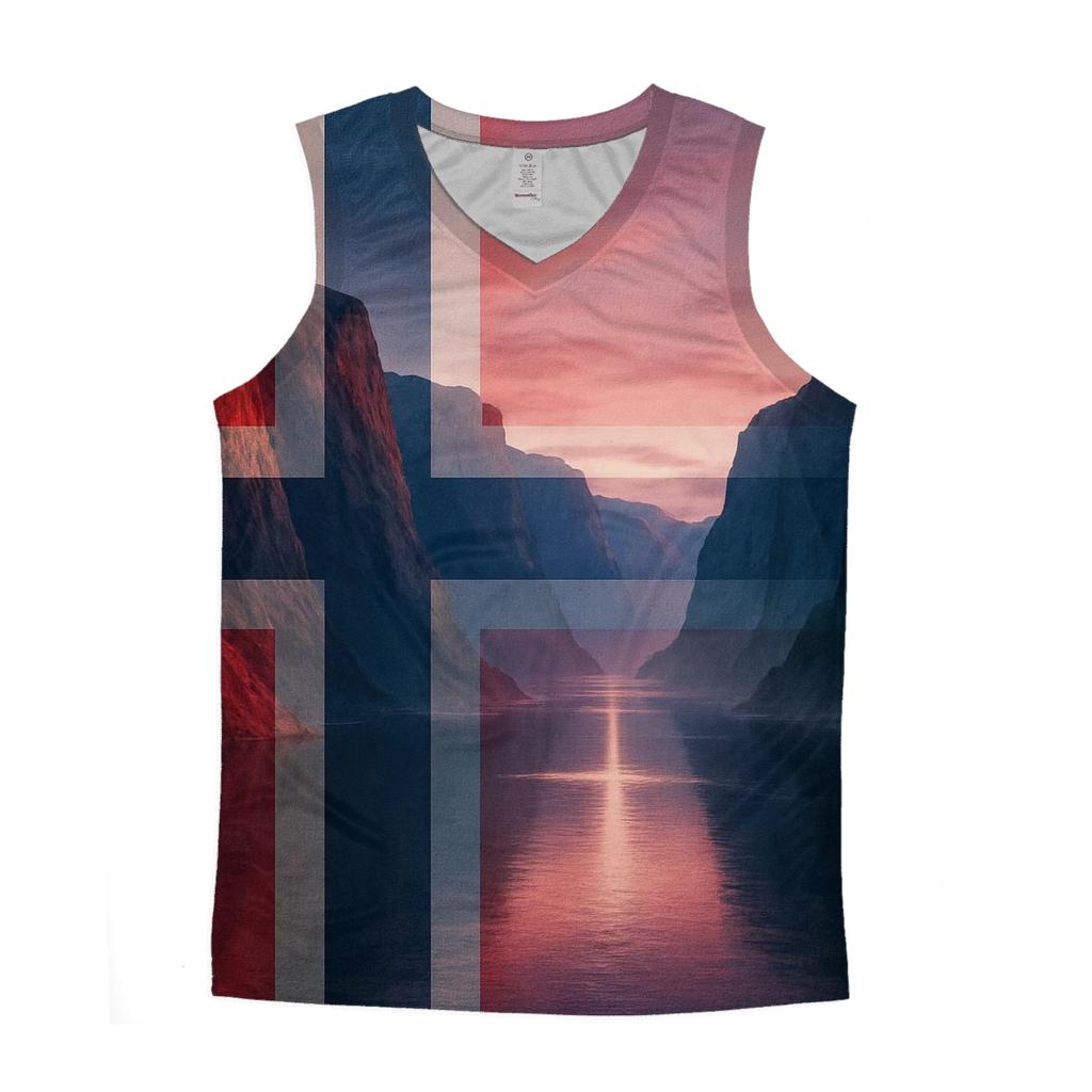 Norwegian Fjord Flag Reflection trendy fitted tank tops