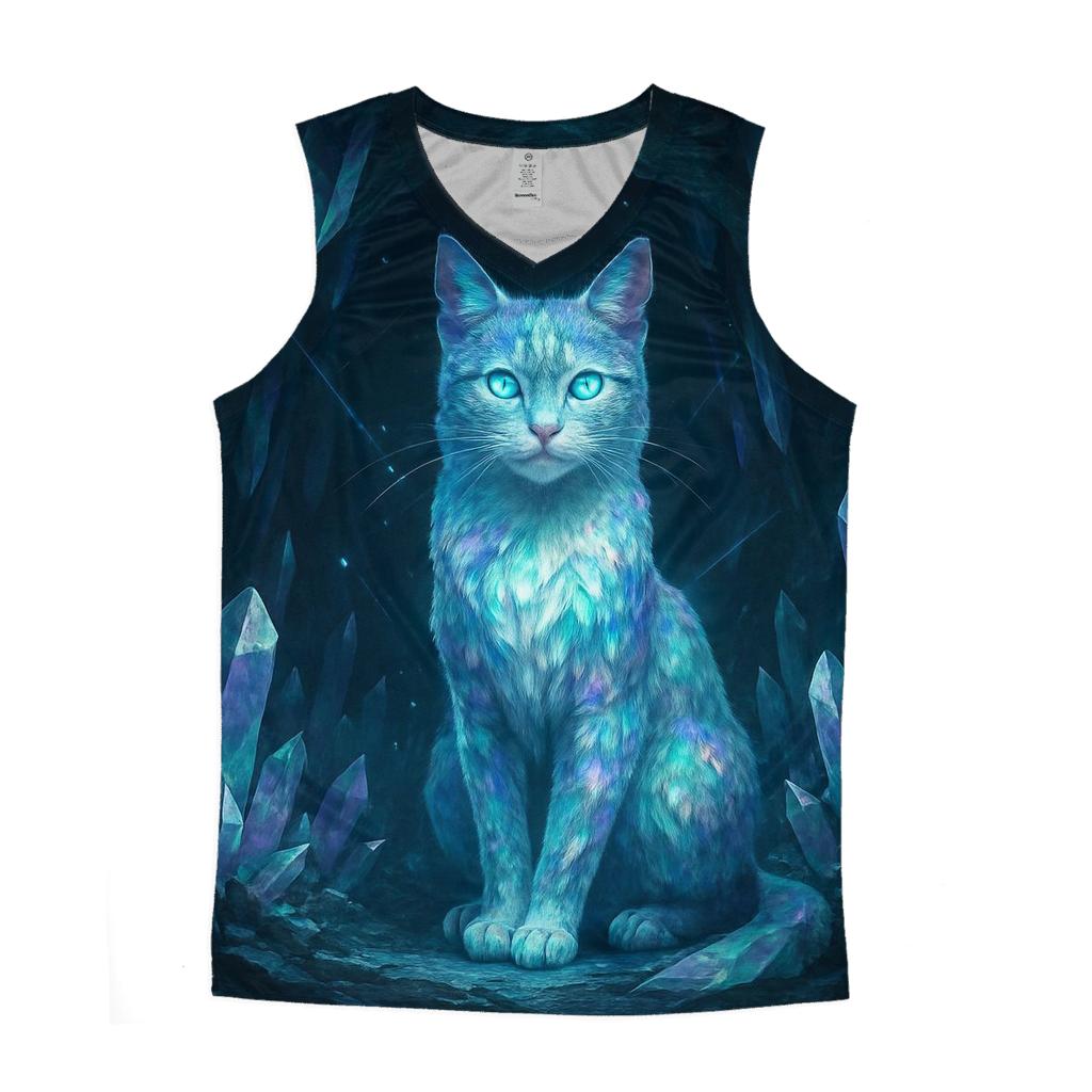 Crystal Cavern Guardian Cat cotton sleeveless tops