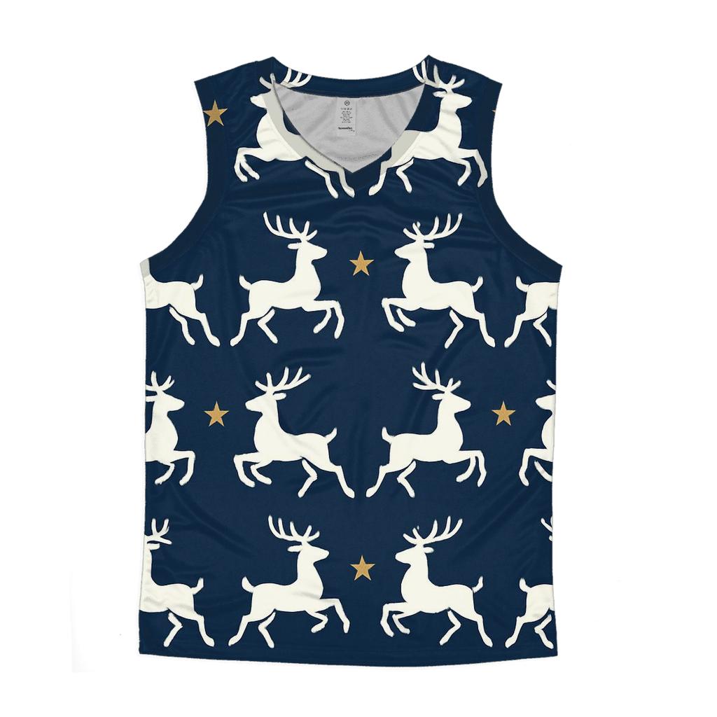 Polar Reindeer Silhouette March On Starry Navy custom tank tops