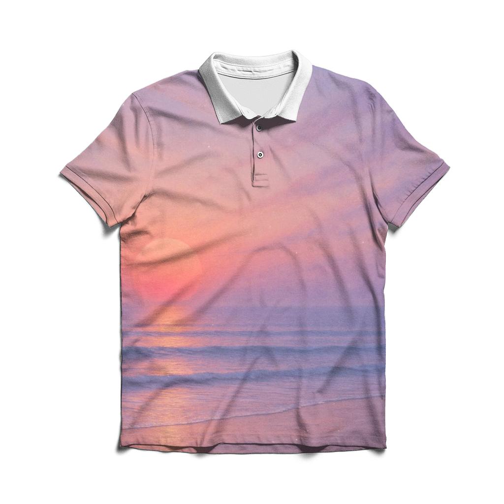 Celestial Tides At Dusk premium cotton polo shirts