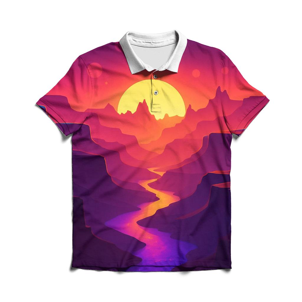 Sunset Over Neon Canyon designer slim fit polos
