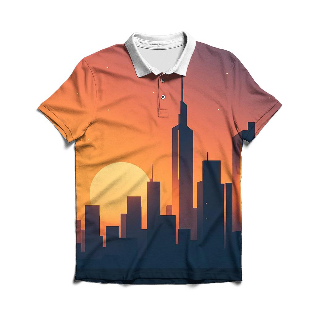 Skyline Echoes Of Gold embroidered polo tops