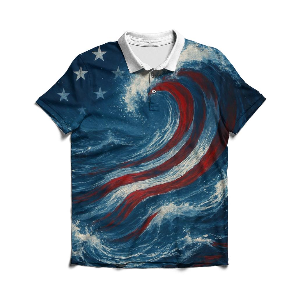 Ocean Currents Of Freedom branded logo polo shirts