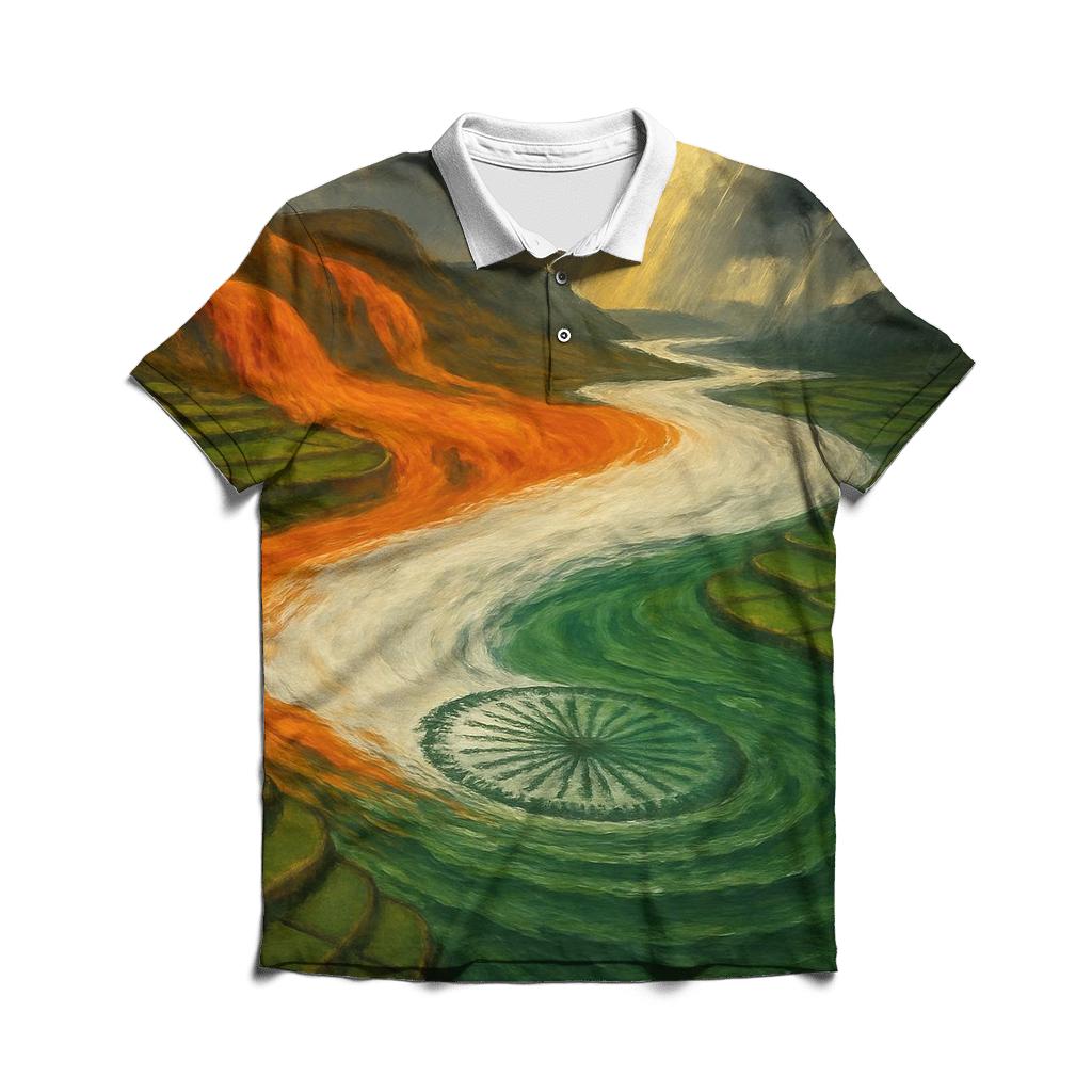 Indian Monsoon Flag River custom polo shirts