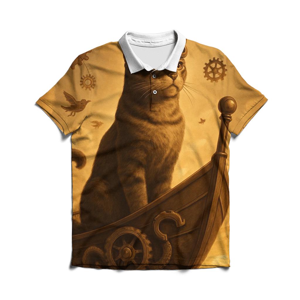Steampunk Airship Captain Cat classic pique polos