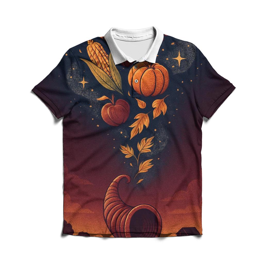 Celestial Cornucopia Spiral designer slim fit polos