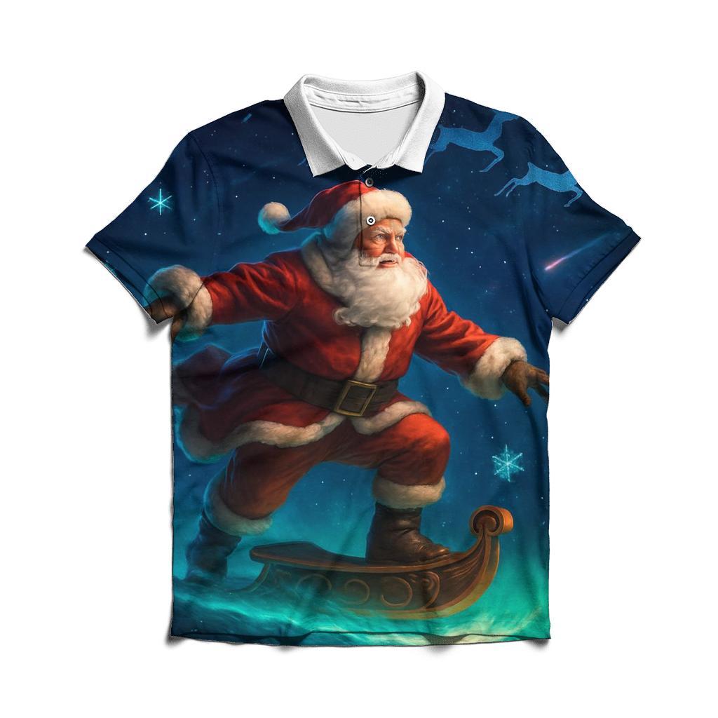 Galactic Aurora Santa Voyage classic pique polos