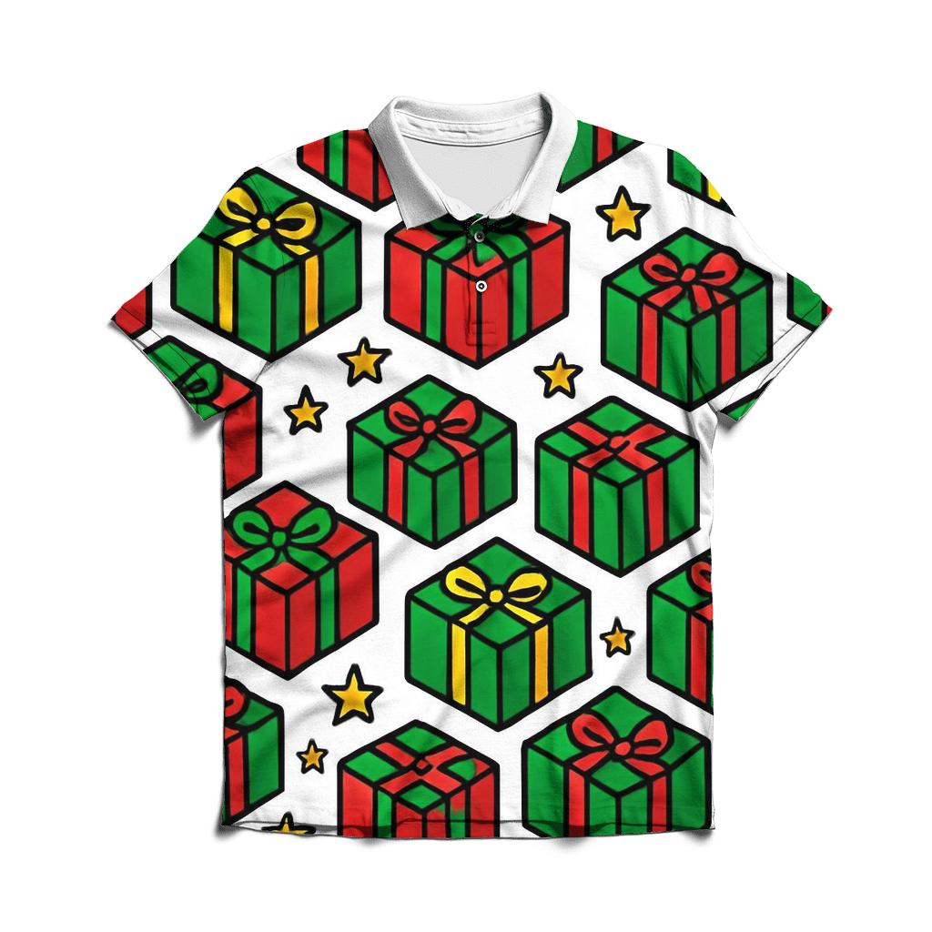 Gift Box Checkerboard On Bright White branded logo polo shirts