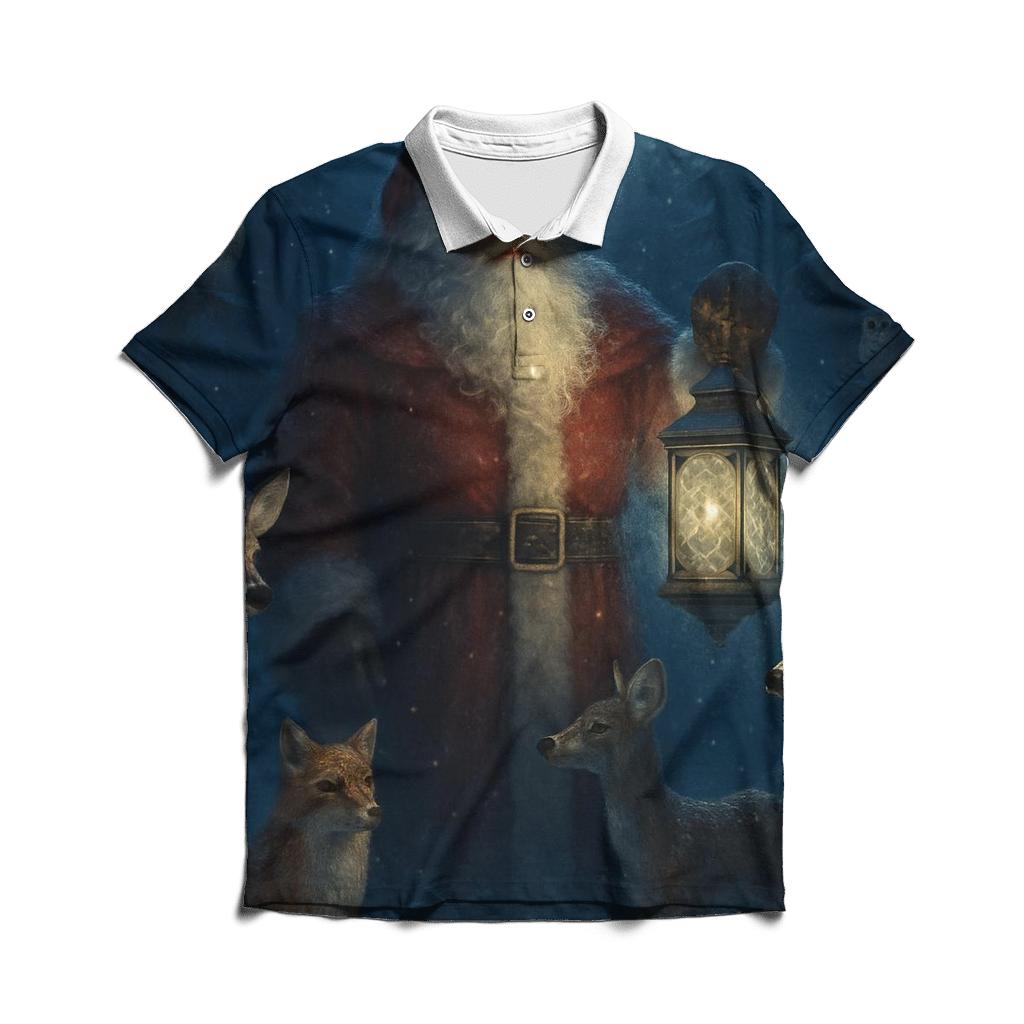 Midnight Forest Guardian Santa premium cotton polo shirts