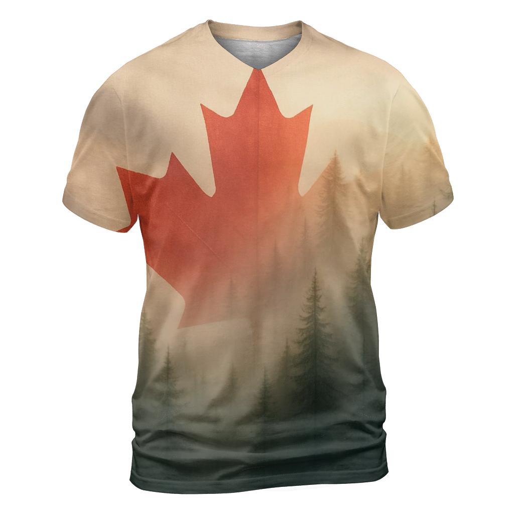 Canadian Forest Flag Mist artistic all-over print tops