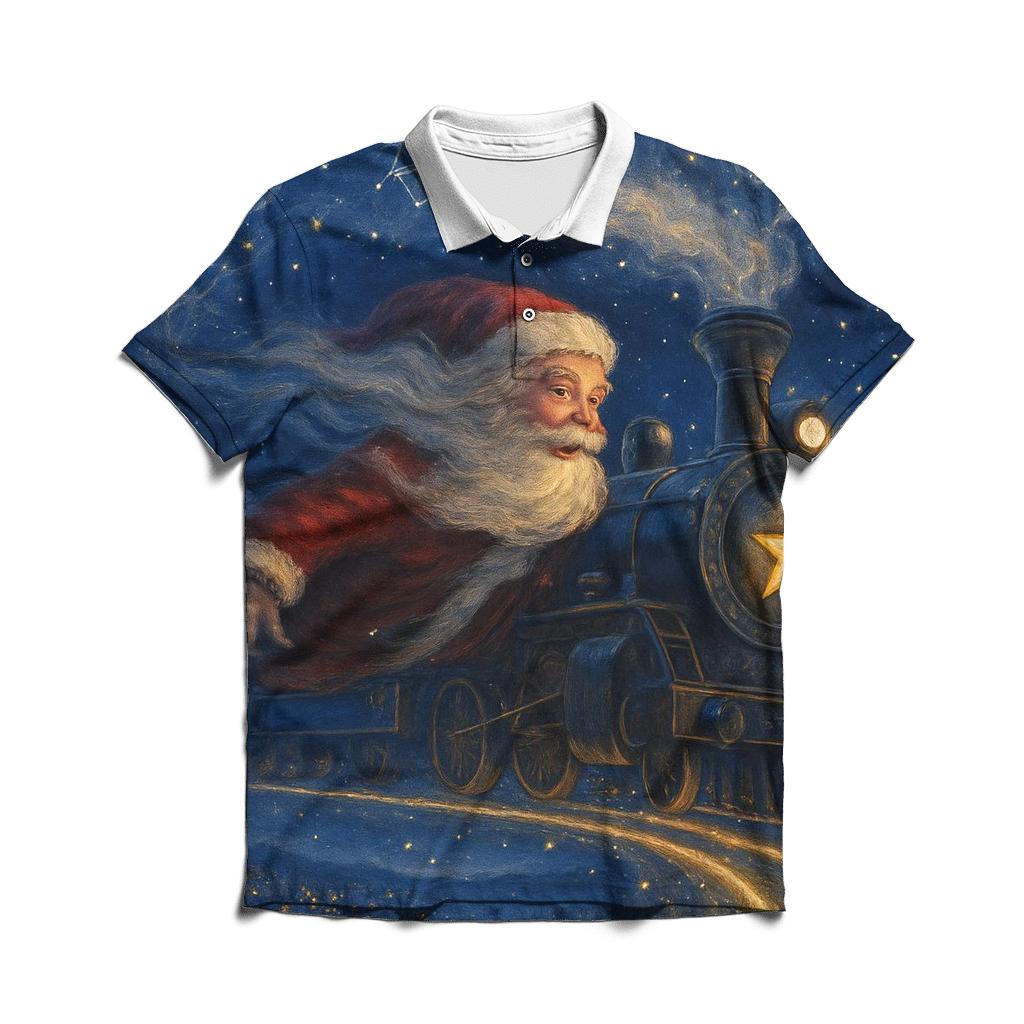 Galaxy Train Santa Express designer slim fit polos