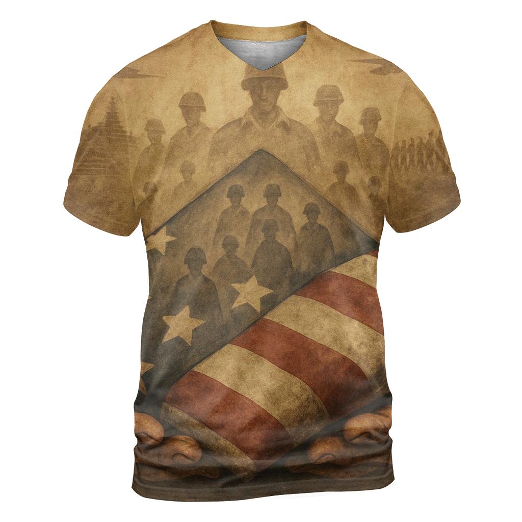 Echoes Of Service In The Folded Flag artistic all-over print tops