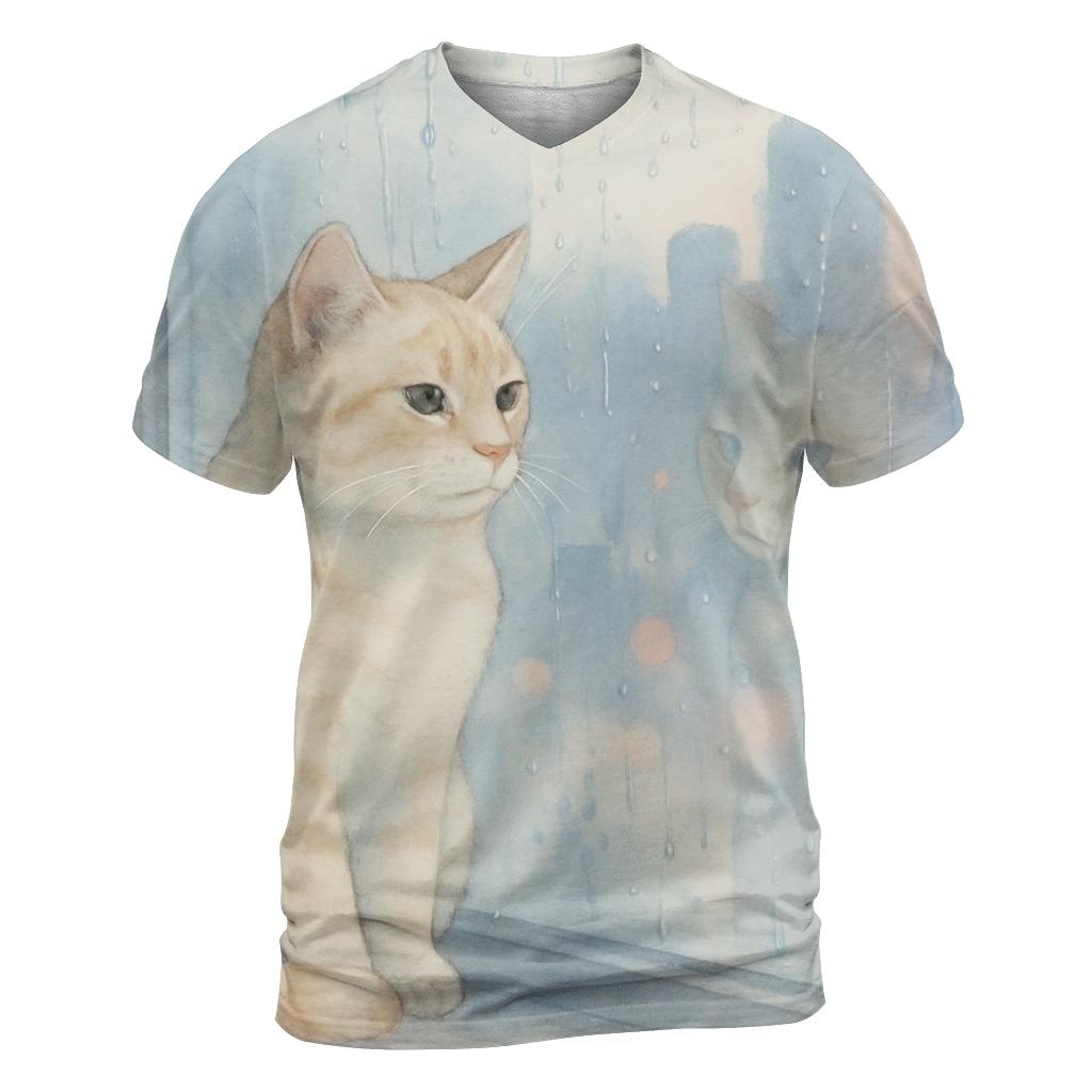 Rainy Window Daydream Cat unique graphic print tees