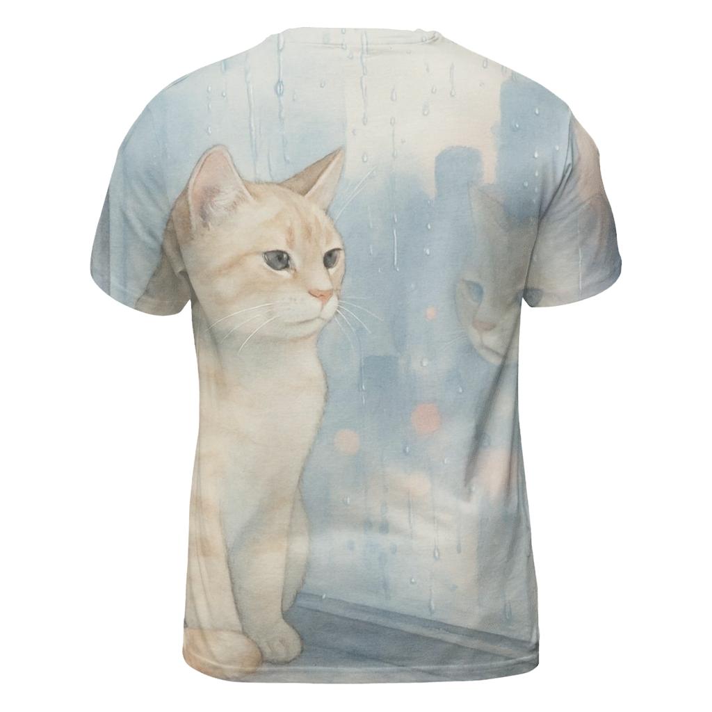 Rainy Window Daydream Cat unique graphic print tees