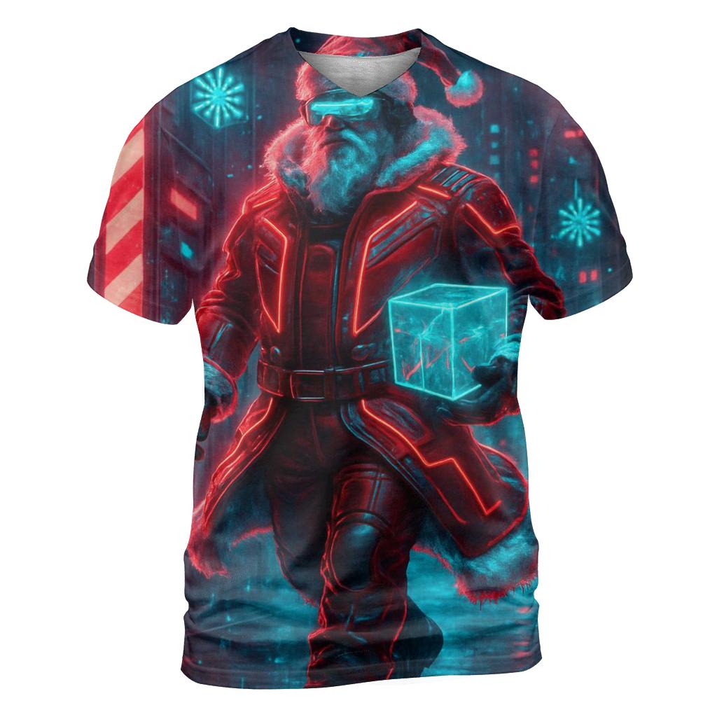 Cyber Neon Street Santa personalized full print shirts