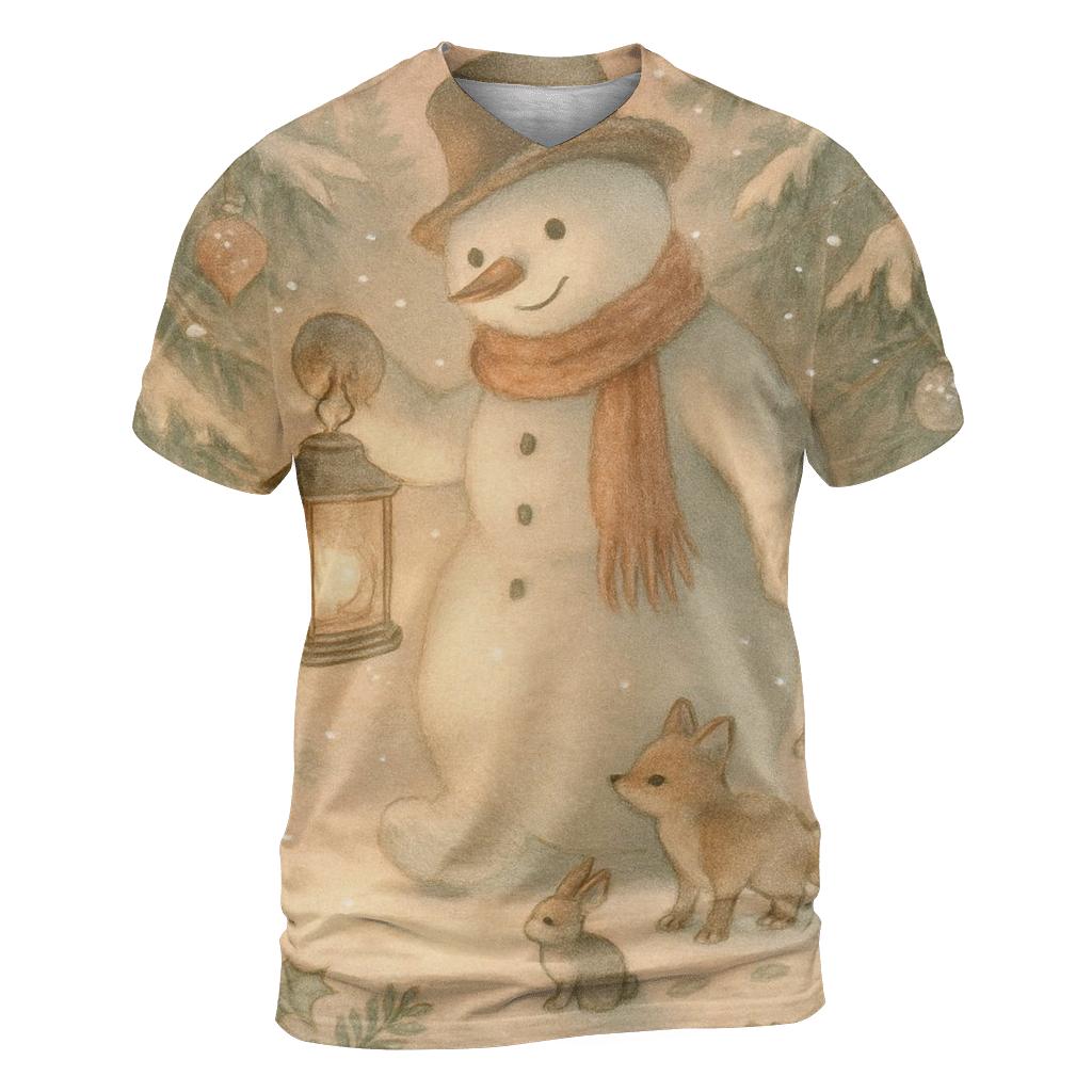 Snowman Lantern Forest Walk personalized full print shirts