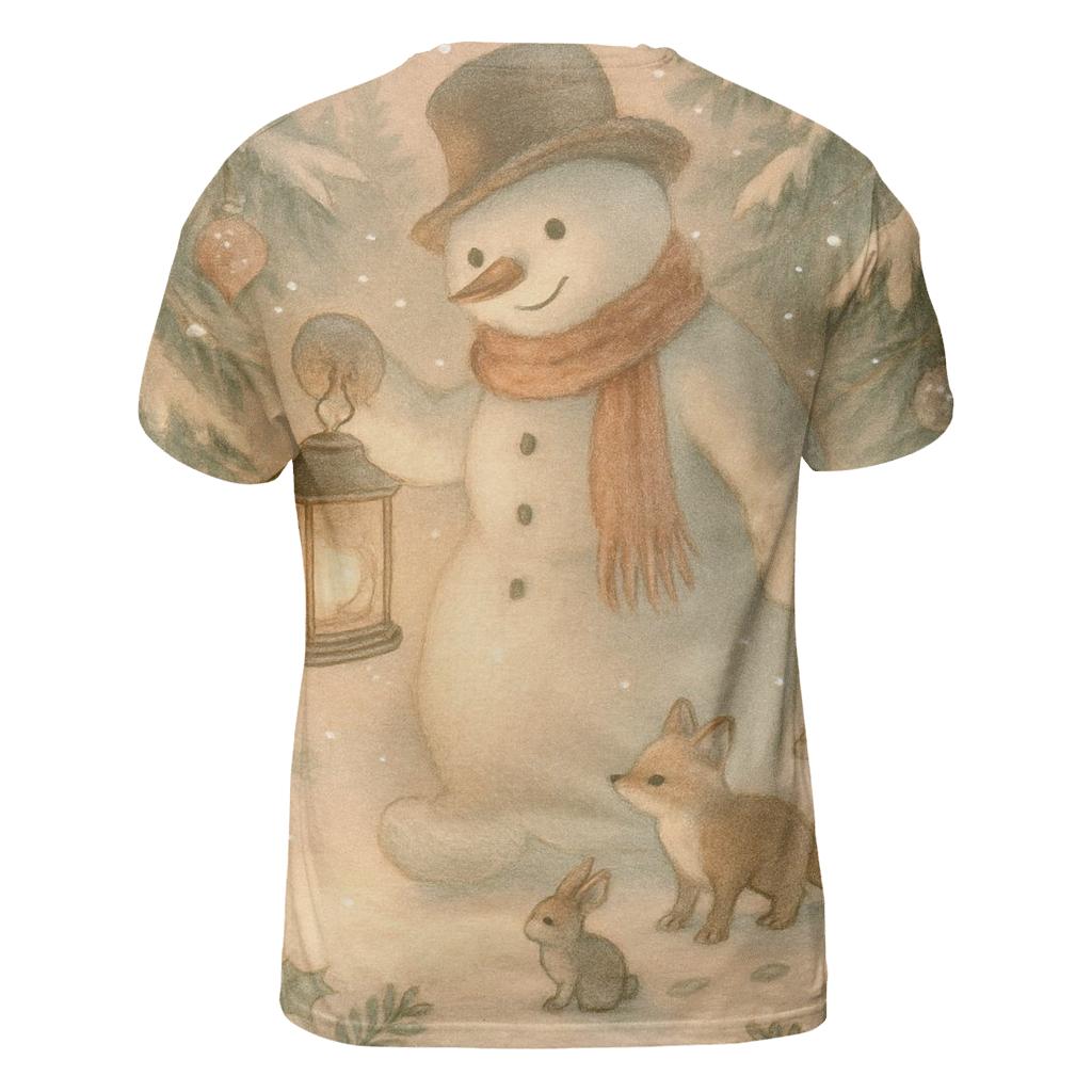 Snowman Lantern Forest Walk personalized full print shirts