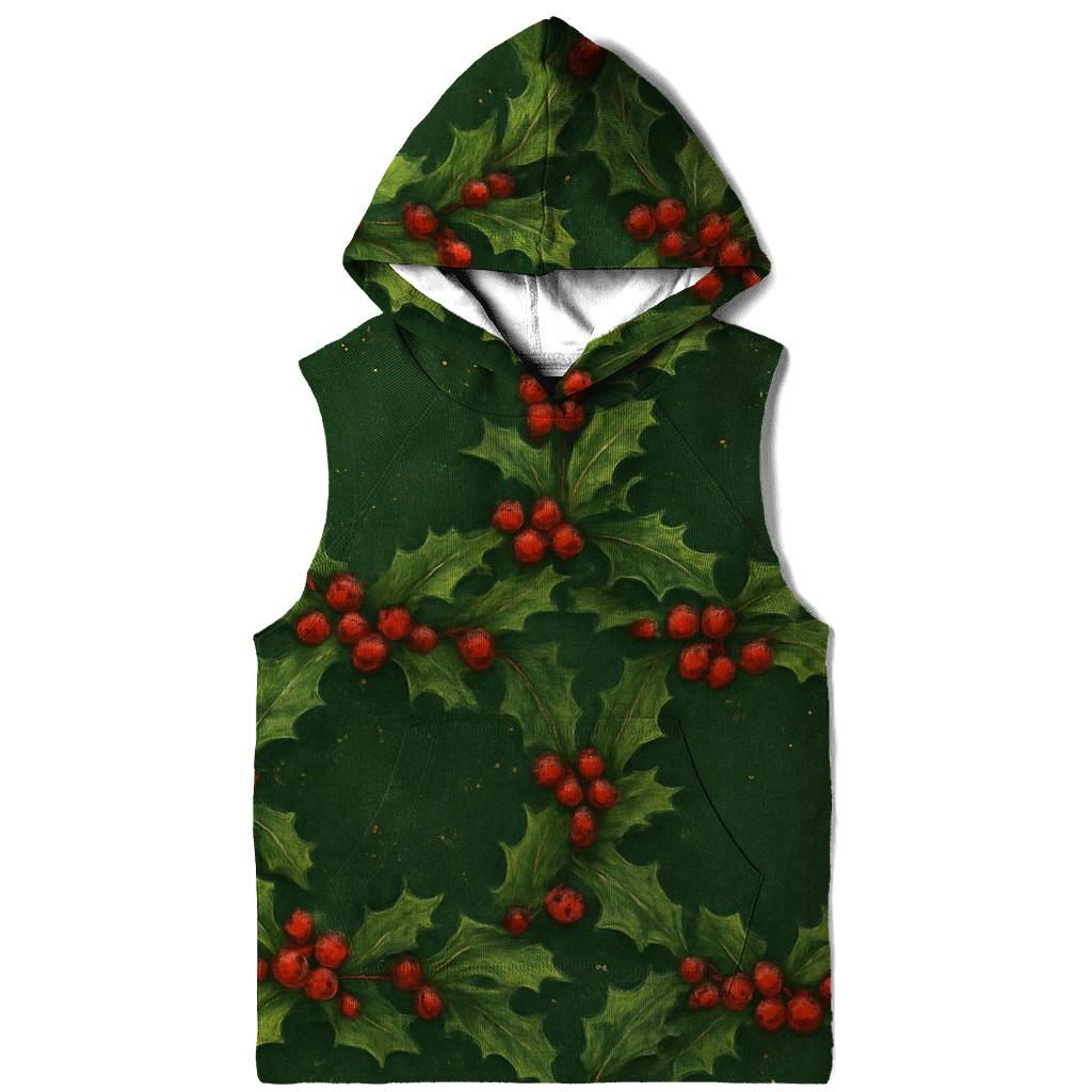 Holly Berry Wreath Chain On Forest Green custom hoodies