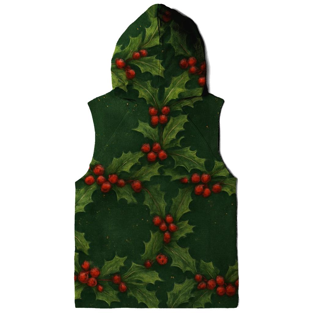 Holly Berry Wreath Chain On Forest Green custom hoodies
