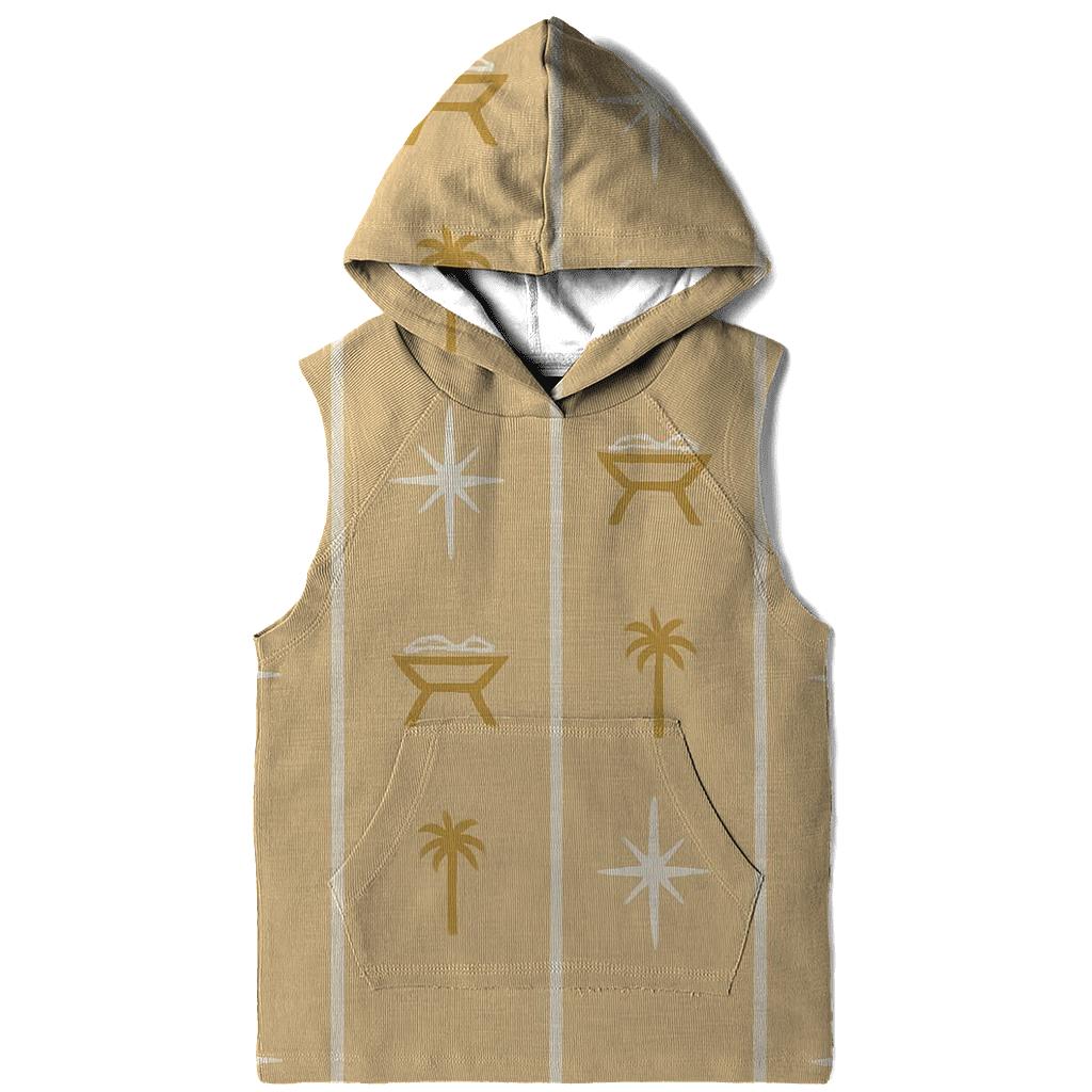 Starlit Nativity Icon Stripe On Soft Beige zip-up hoodies