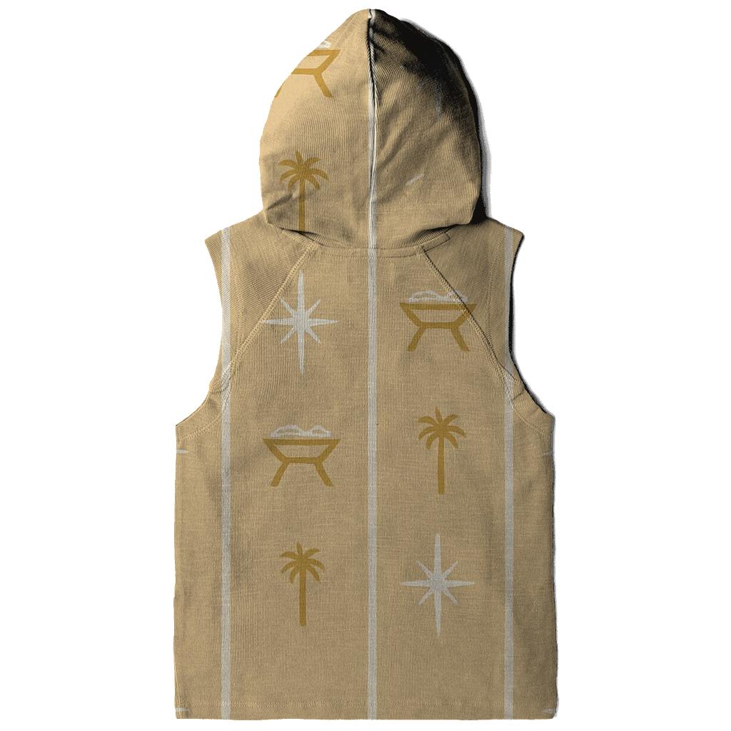 Starlit Nativity Icon Stripe On Soft Beige zip-up hoodies