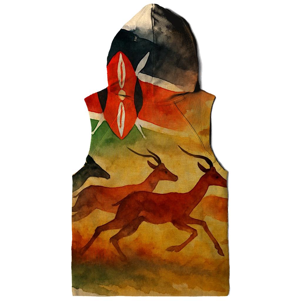 Kenyan Savannah Running Flag graphic hoodies